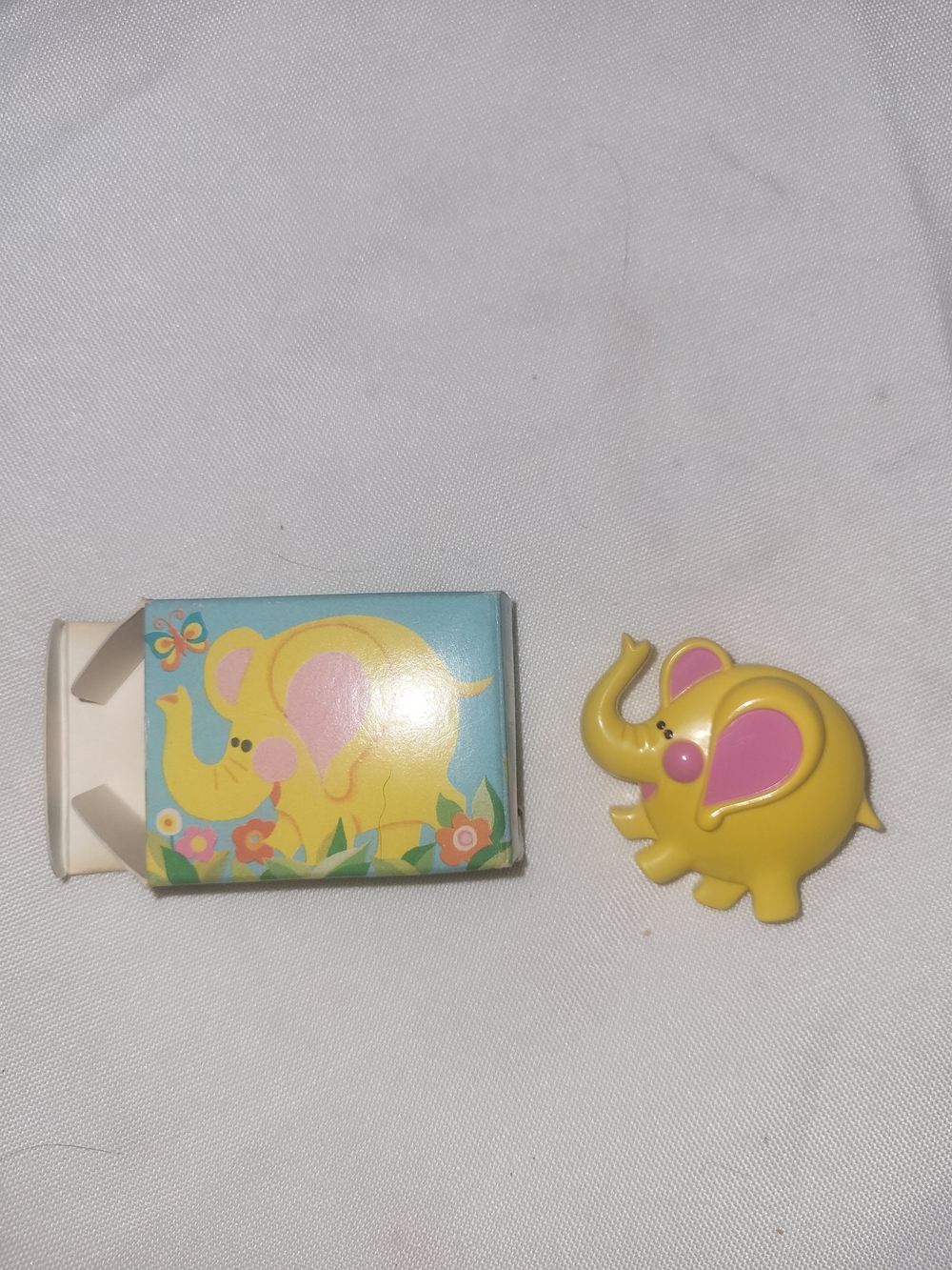 Yellow Elphie Elephant Kids Pin Brooch Pink Accent Avon Box Full Perfume Glace